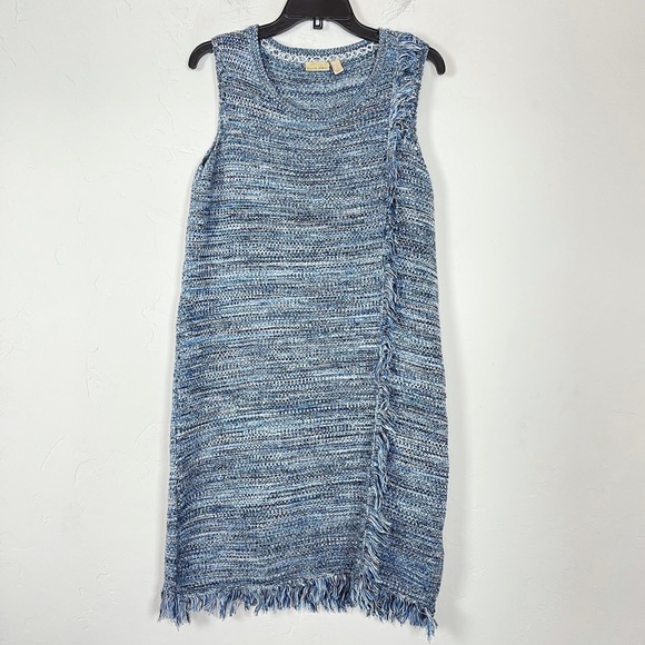 Anthropologie Sweater Dress‎ Fringe Knit Blue - Picture 1 of 7